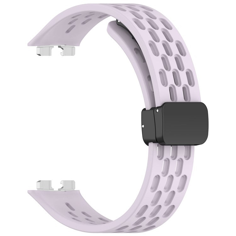 Silicone Watch Band for Huawei Band 10 / 10 NFC / 9 / 9 NFC / 8 / 8 NFC Holes Design Breathable Magnetic Buckle Strap - Purple