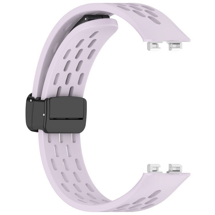 Silicone Watch Band for Huawei Band 10 / 10 NFC / 9 / 9 NFC / 8 / 8 NFC Holes Design Breathable Magnetic Buckle Strap - Purple