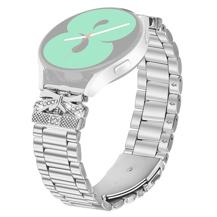 For Verizon GizmoWatch Disney Edition Replacement Strap Butterfly Rhinestones Decor Silver Stainless Steel Watch Band