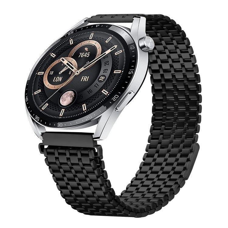 For Huawei Watch GT 3 Pro 46mm Bands Stainless Steel Magnetic Clasp Watchband Wrist Strap - Black