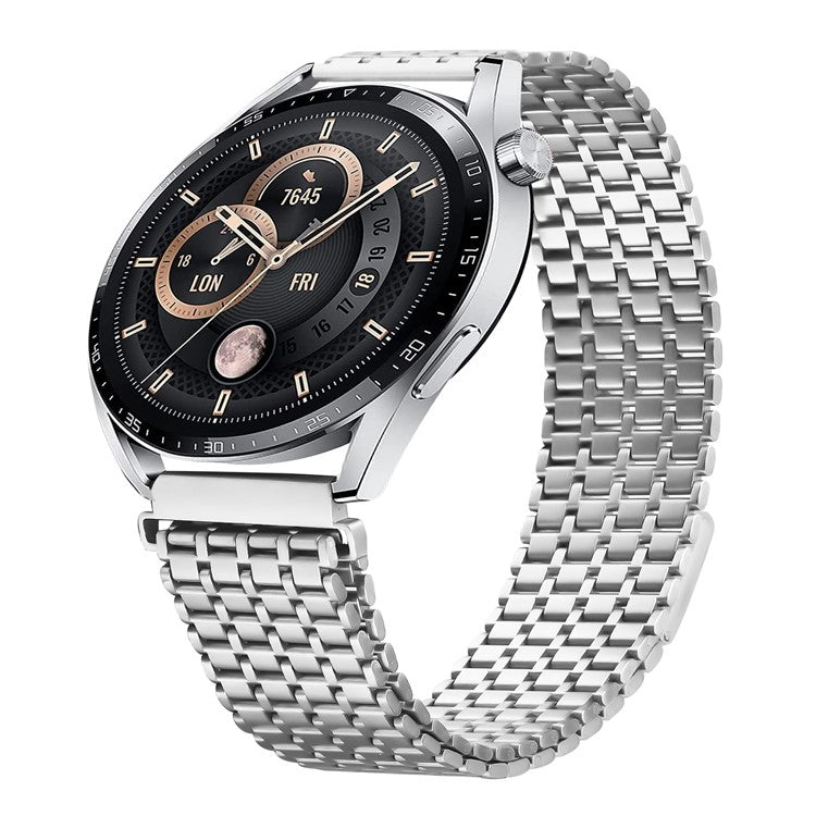 For Huawei Watch GT Runner Bands Stainless Steel Magnetic Clasp Silver Watch Strap
