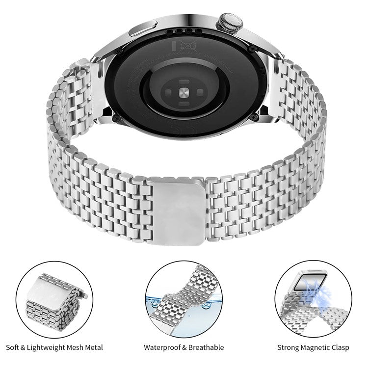 For Huawei Watch GT Runner Bands Stainless Steel Magnetic Clasp Silver Watch Strap