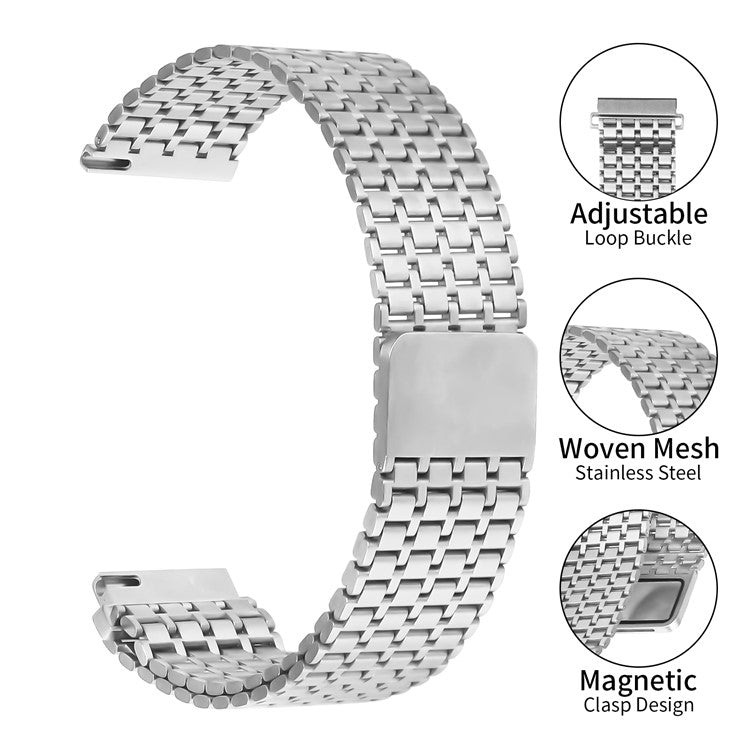 For Huawei Watch GT Runner Bands Stainless Steel Magnetic Clasp Silver Watch Strap