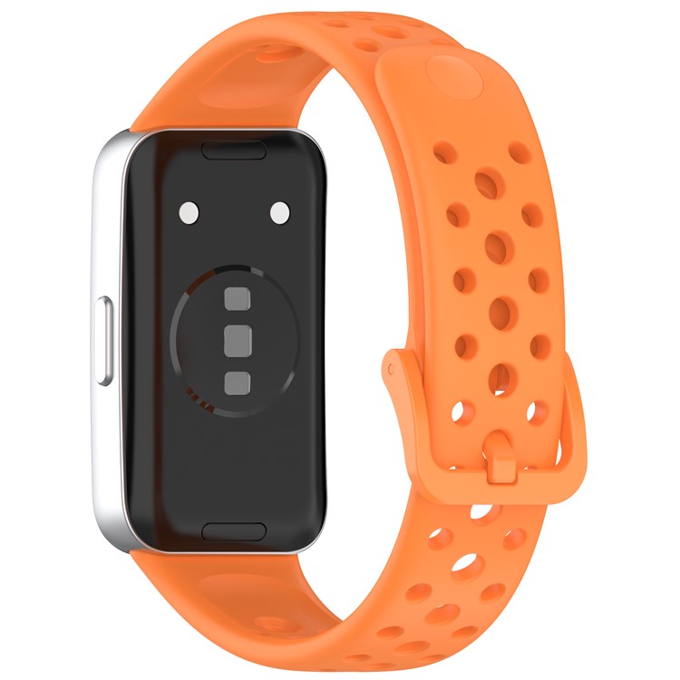 For Huawei Band 10 / 10 NFC / 9 / 9 NFC / 8 / 8 NFC Silicone Strap Multi Hole Design Smart Watch Band - Orange