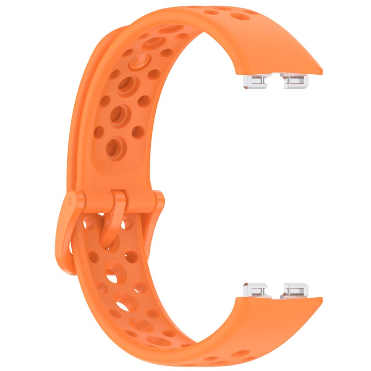 For Huawei Band 10 / 10 NFC / 9 / 9 NFC / 8 / 8 NFC Silicone Strap Multi Hole Design Smart Watch Band - Orange