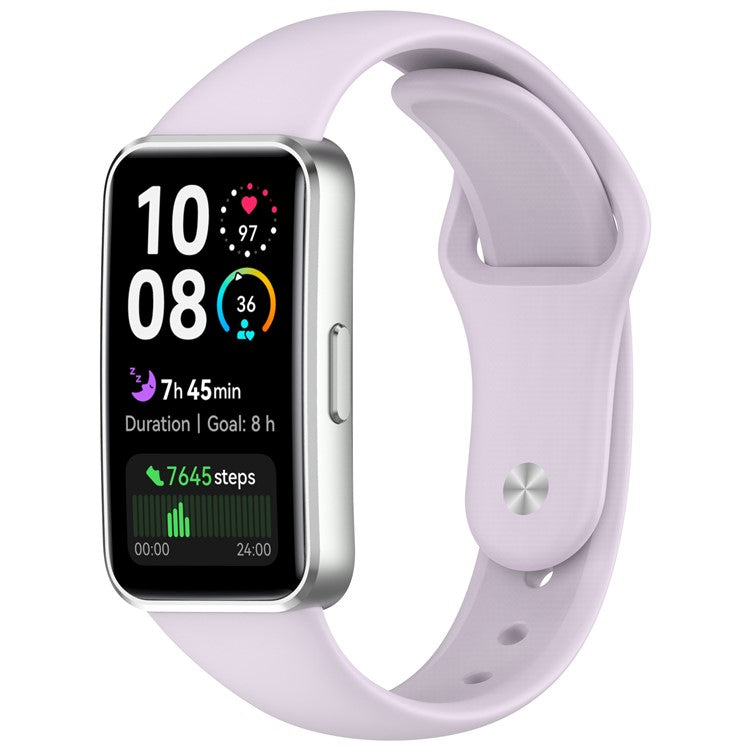 For Huawei Band 10 / 10 NFC / 9 / 9 NFC / 8 / 8 NFC Silicone Wristband Replacement Strap Sports Fitness Tracker Band - Light Purple