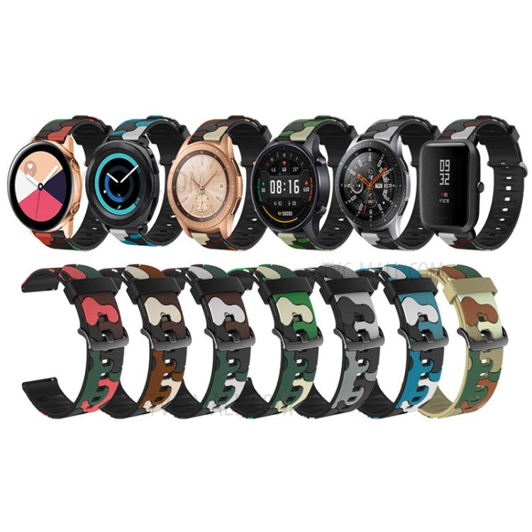20MM Stylish Camouflage Pattern Flexible Silicone Watch Strap for Samsung Galaxy Watch4 Classic 46mm 42mm/Watch4 44mm 40mm/Polar Ignite - Red