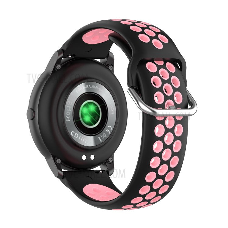 Dual Color Sport Silicone Watch Band Replacement Wrist Strap 22mm for Yamay SW022/Xiaomi Imilab KW66 - Black/Pink