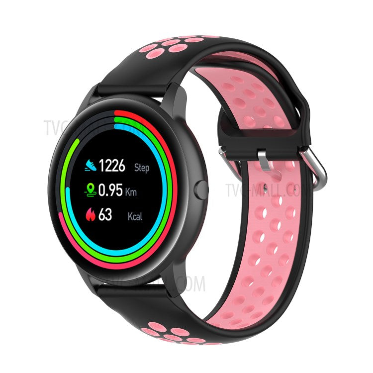 Dual Color Sport Silicone Watch Band Replacement Wrist Strap 22mm for Yamay SW022/Xiaomi Imilab KW66 - Black/Pink