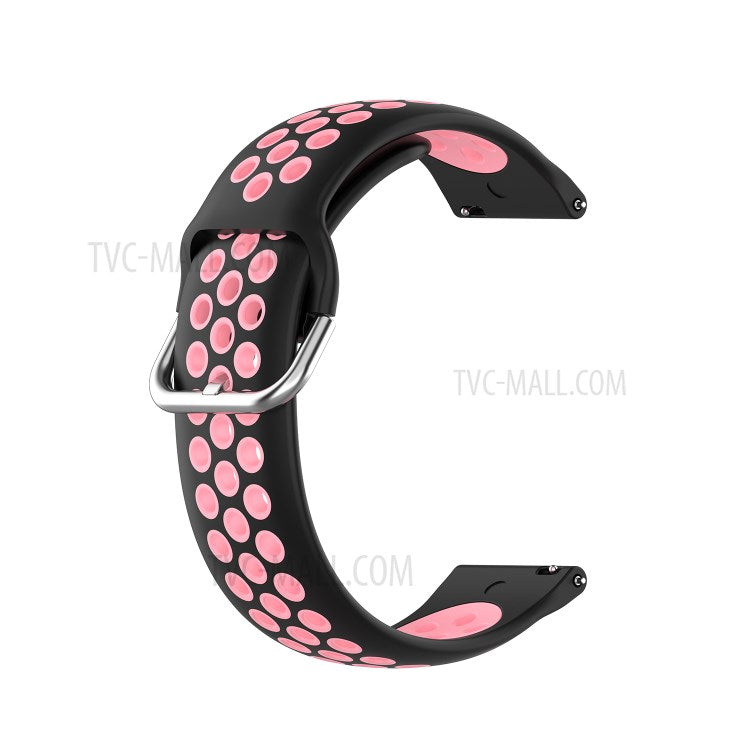 Dual Color Sport Silicone Watch Band Replacement Wrist Strap 22mm for Yamay SW022/Xiaomi Imilab KW66 - Black/Pink