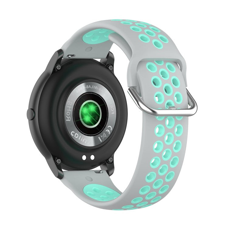 Dual Color Sport Silicone Watch Band Replacement Wrist Strap 22mm for Yamay SW022/Xiaomi Imilab KW66 - Grey/Green