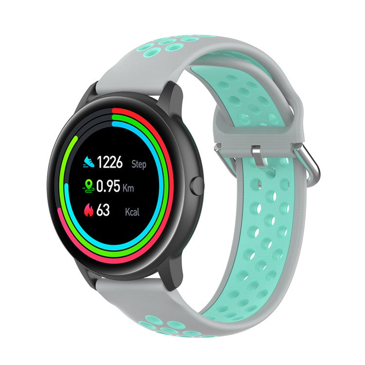 Dual Color Sport Silicone Watch Band Replacement Wrist Strap 22mm for Yamay SW022/Xiaomi Imilab KW66 - Grey/Green
