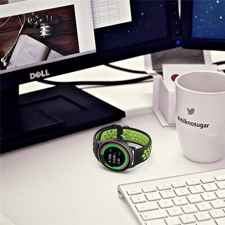 Dual Color Sport Silicone Watch Band Replacement Wrist Strap 22mm for Yamay SW022/Xiaomi Imilab KW66 - Grey/Green