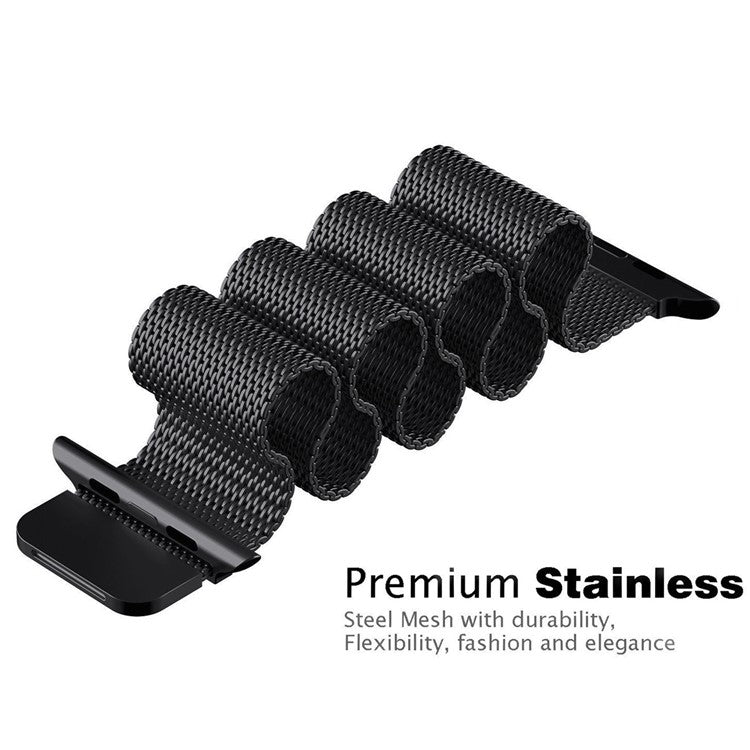 JLT Magnetic Milanese Stainless Steel Watch Band Wrist Strap for Apple Watch Series 10 42mm / 9 8 7 41mm / 6 5 4 SE SE (2022) SE (2023) 40mm / 3 2 1 38mm - Black