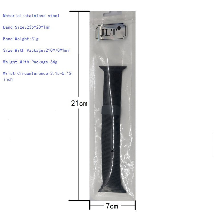 JLT Magnetic Milanese Stainless Steel Watch Band Wrist Strap for Apple Watch Series 10 42mm / 9 8 7 41mm / 6 5 4 SE SE (2022) SE (2023) 40mm / 3 2 1 38mm - Black