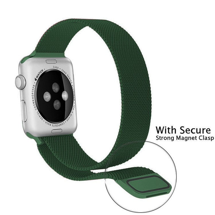 JLT Adjustable Milanese Stainless Steel Watch Band Strap Replacement for Apple Watch Ultra 49mm / Ultra 2 49mm / Series 9 45mm / SE (2023) 44mm / Series 8 / 7 45mm / Series 6 / 5 / 4 / SE / SE (2022) 44m / Series 3 / 2 / 1 42mm - Green