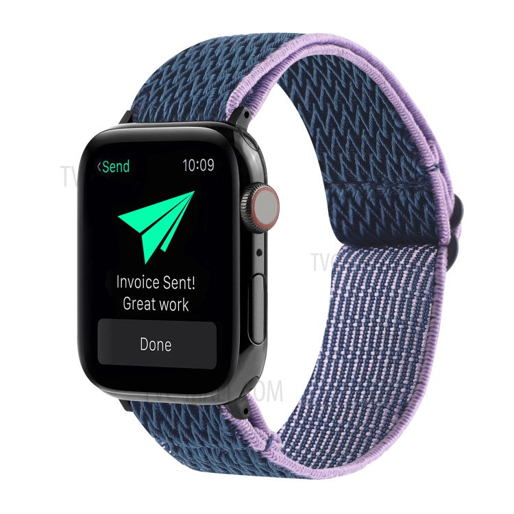 Wave Pattern Nylon Watchband Adjustable Wristwatch Strap for Apple Watch Series 10 42mm / 9 8 7 41mm / 6 5 4 SE SE (2022) SE (2023) 40mm / 3 2 1 38mm - Midnight Blue
