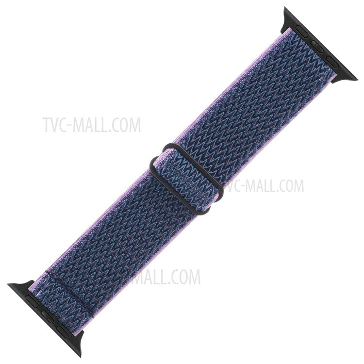 Wave Pattern Nylon Watchband Adjustable Wristwatch Strap for Apple Watch Series 10 42mm / 9 8 7 41mm / 6 5 4 SE SE (2022) SE (2023) 40mm / 3 2 1 38mm - Midnight Blue
