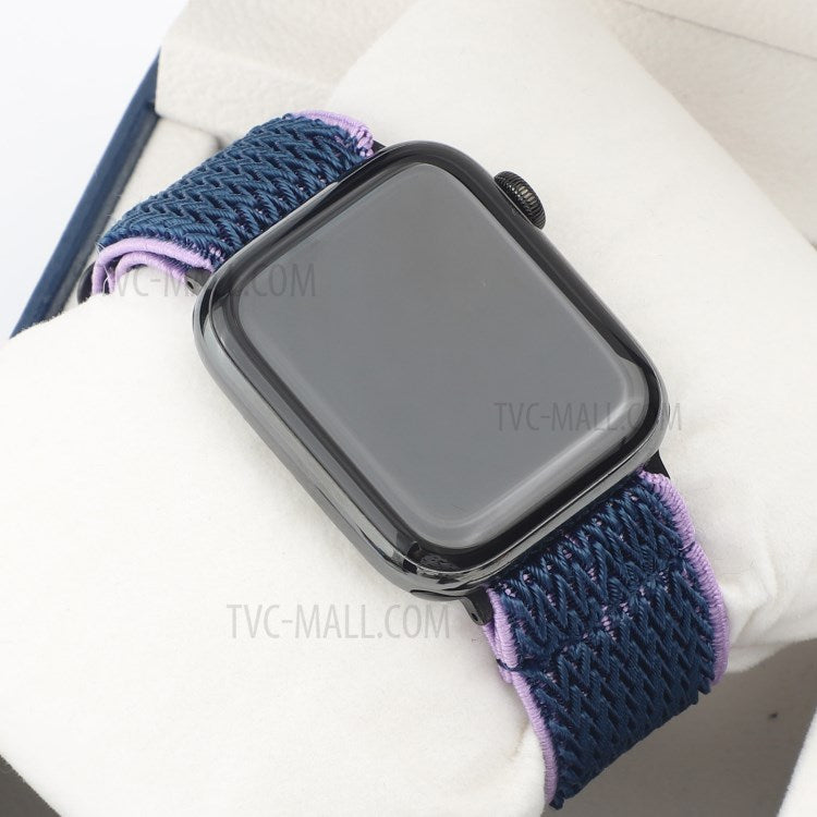 Wave Pattern Nylon Watchband Adjustable Wristwatch Strap for Apple Watch Series 10 42mm / 9 8 7 41mm / 6 5 4 SE SE (2022) SE (2023) 40mm / 3 2 1 38mm - Midnight Blue