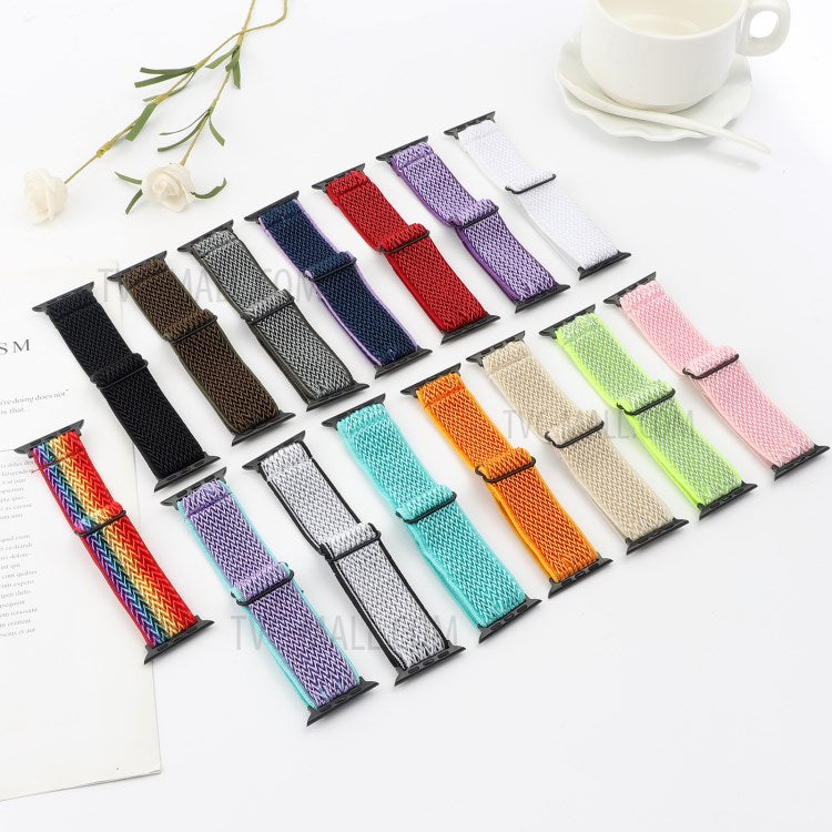 Wave Pattern Nylon Watchband Adjustable Wristwatch Strap for Apple Watch Series 10 42mm / 9 8 7 41mm / 6 5 4 SE SE (2022) SE (2023) 40mm / 3 2 1 38mm - Midnight Blue