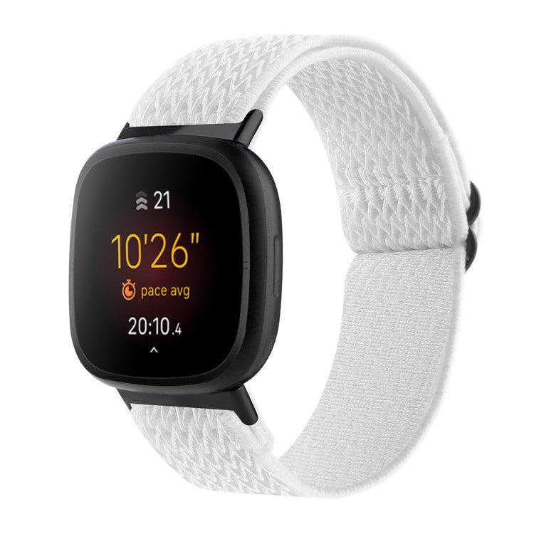 Adjustable Nylon Wave Pattern Smart Watchband Wrist Strap Belt for Fitbit Versa 3/Versa Sense - White