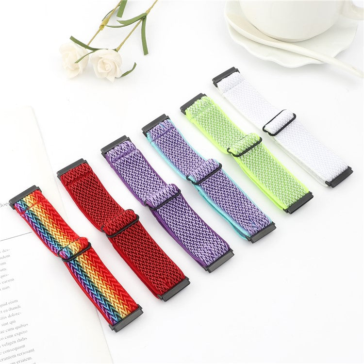 Adjustable Nylon Wave Pattern Smart Watchband Wrist Strap Belt for Fitbit Versa 3/Versa Sense - White