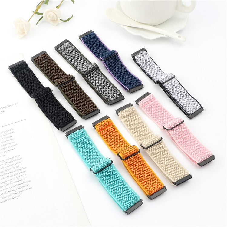 Adjustable Nylon Wave Pattern Smart Watchband Wrist Strap Belt for Fitbit Versa 3/Versa Sense - Black
