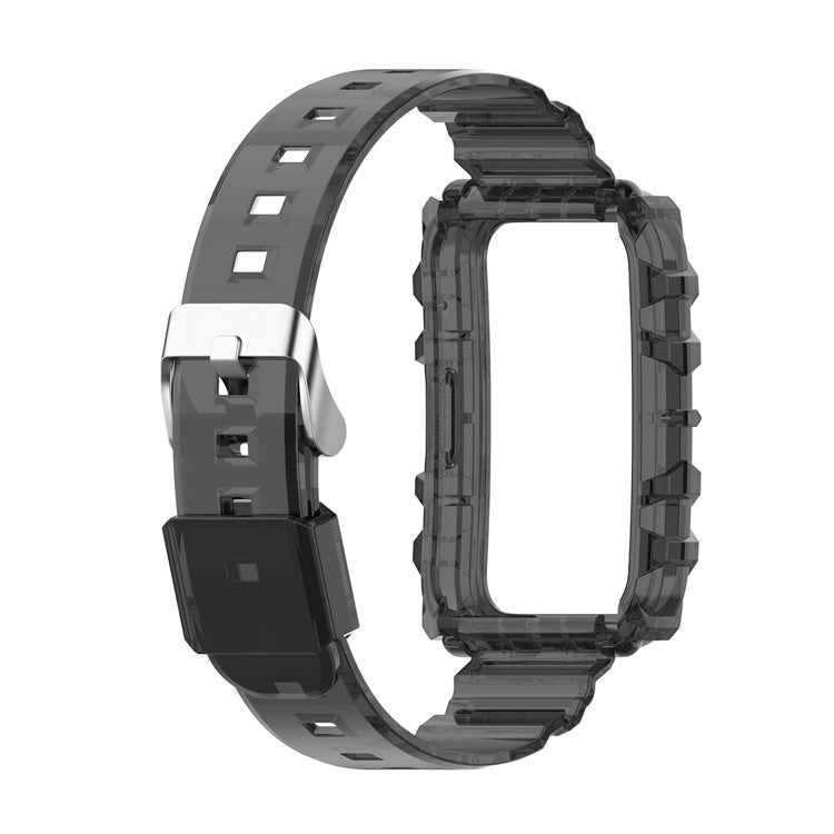 Transparent TPU Integrated Smart Watch Band Wrist Strap Frame for Huawei Watch Fit / Fit 2 / Fit New, One Size - Black