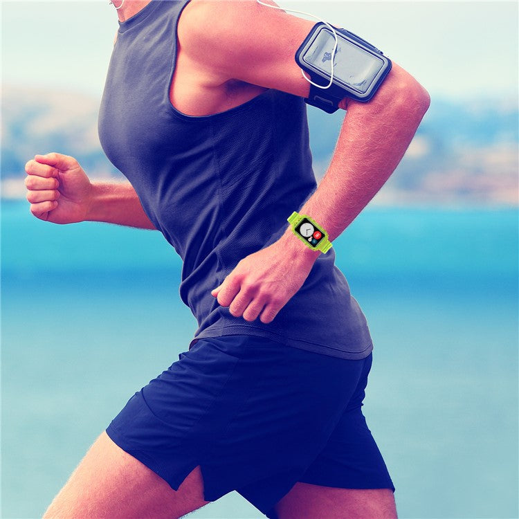 Transparent TPU Integrated Smart Watch Band Wrist Strap Frame for Huawei Watch Fit / Fit 2 / Fit New, One Size - Black