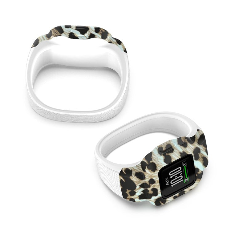 Silicone Pattern Printing Replacement Watch Band Strap for Garmin Vivofit jr 3, Size: L - Brown Leopard