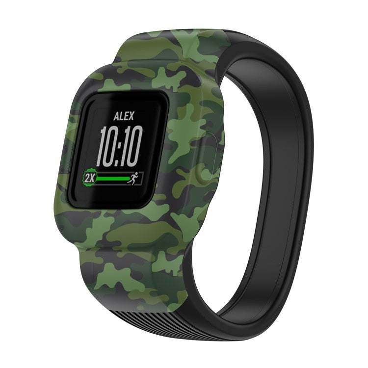 Silicone Pattern Printing Replacement Watch Band Strap for Garmin Vivofit jr 3, Size: L - Camouflage Green