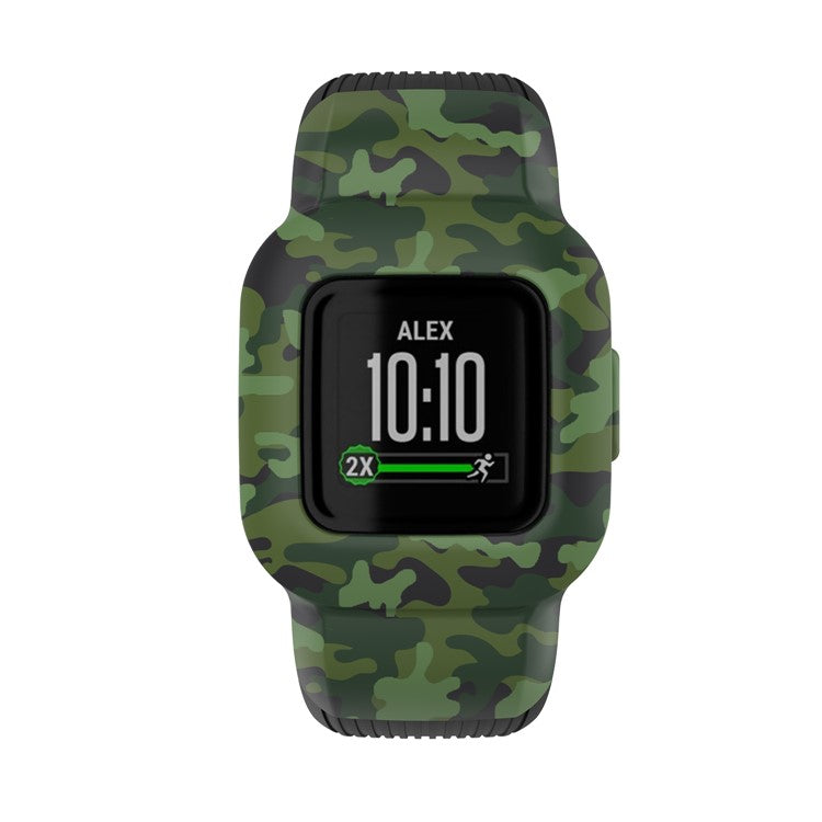 Silicone Pattern Printing Replacement Watch Band Strap for Garmin Vivofit jr 3, Size: L - Camouflage Green