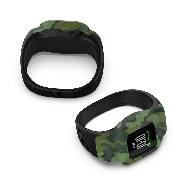 Silicone Pattern Printing Replacement Watch Band Strap for Garmin Vivofit jr 3, Size: L - Camouflage Green