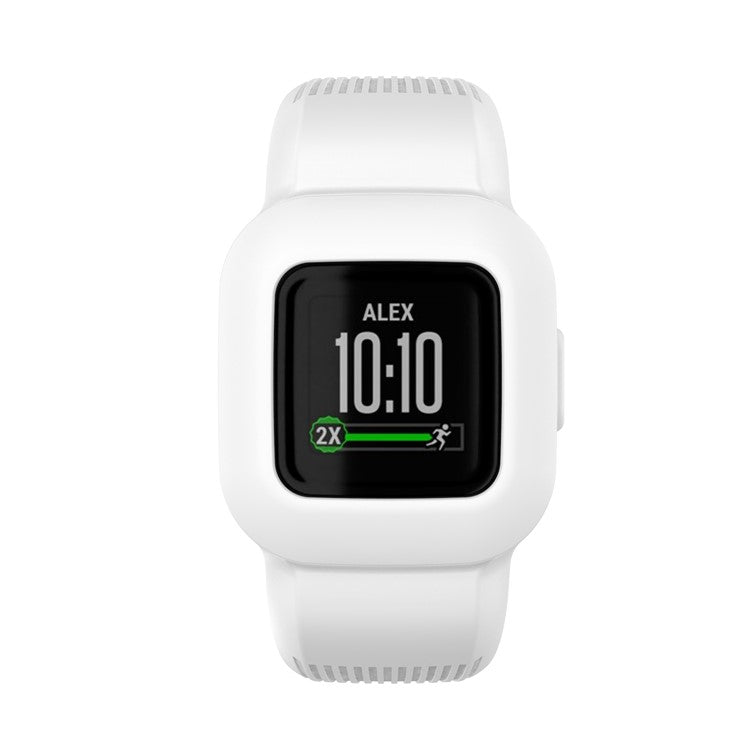 Solid Color Replacement Silicone Watch Band Wrist Strap for Garmin Vivofit jr 3, Size: S - White