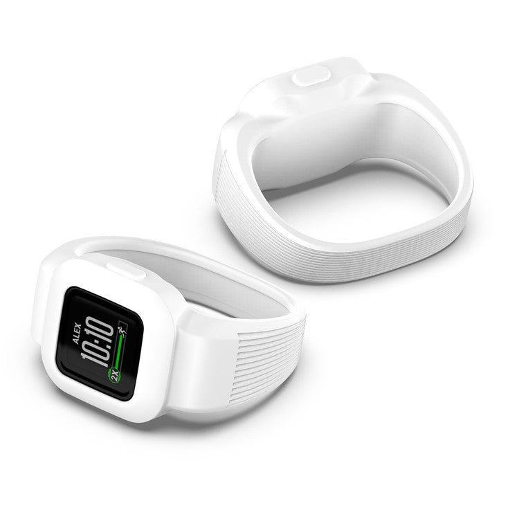 Solid Color Replacement Silicone Watch Band Wrist Strap for Garmin Vivofit jr 3, Size: S - White