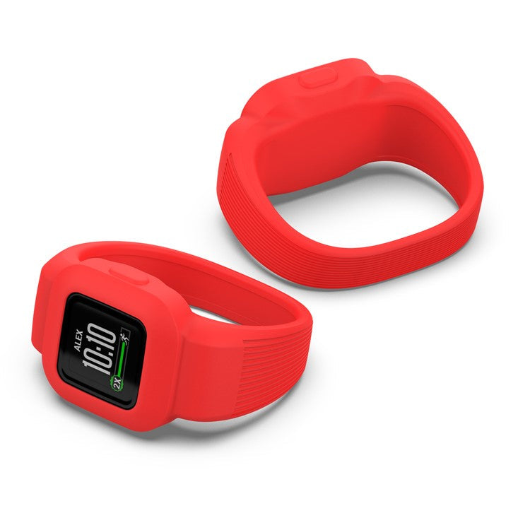 Solid Color Silicone Replacement Watch Band Strap for Garmin Vivofit jr 3, Size: L - Red