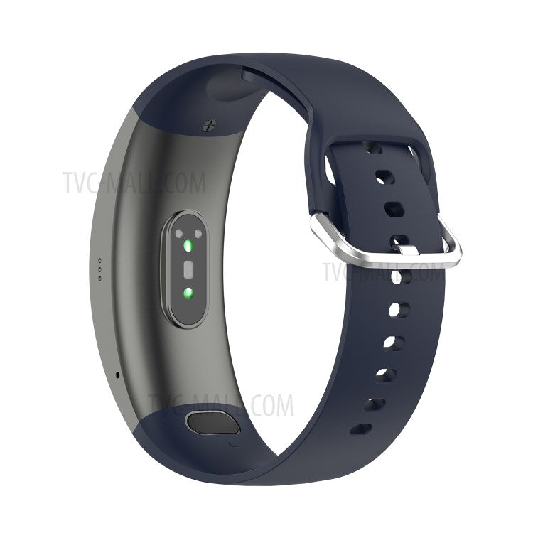 Solid Color Silicone Smart Watch Band Replacement Wrist Strap for Huami Amazfit X, Size: L - Navy Blue