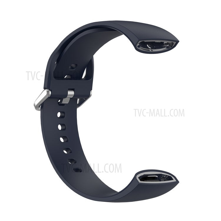Solid Color Silicone Smart Watch Band Replacement Wrist Strap for Huami Amazfit X, Size: L - Navy Blue