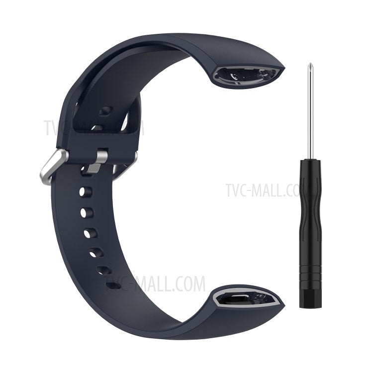 Solid Color Silicone Smart Watch Band Replacement Wrist Strap for Huami Amazfit X, Size: L - Navy Blue