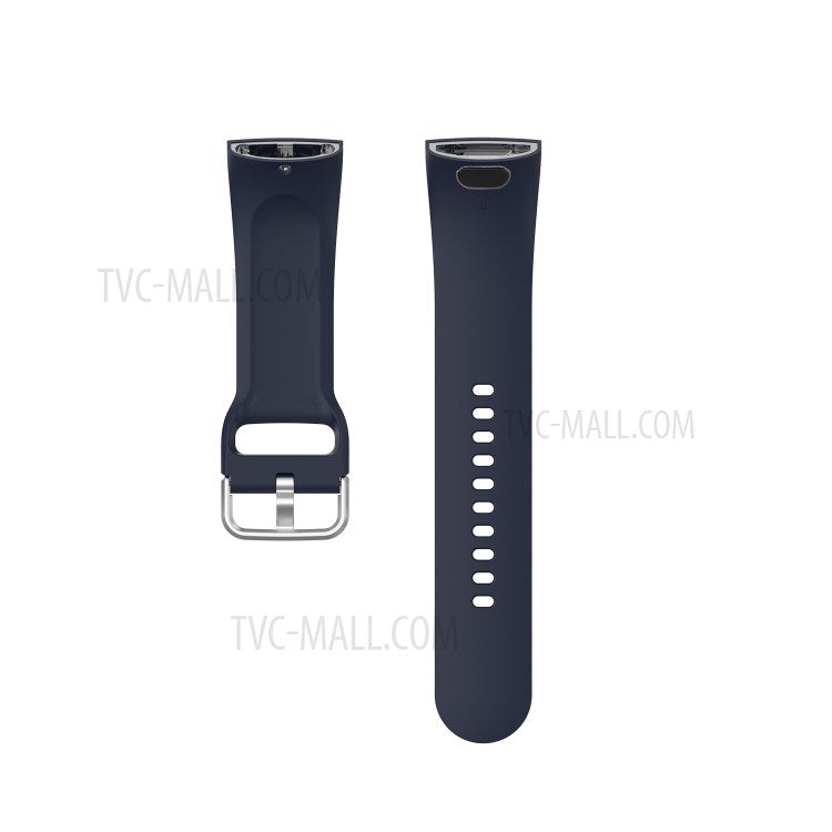 Solid Color Silicone Smart Watch Band Replacement Wrist Strap for Huami Amazfit X, Size: L - Navy Blue