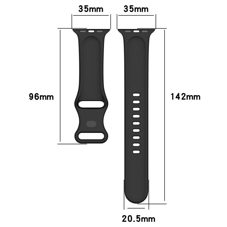 Solid Color Replacement Silicone Wrist Band Watch Strap for Apple Watch Series 10 46mm / Ultra 2 Ultra 49mm / 9 8 7 45mm / SE (2023) SE (2022) SE 6 5 4 44mm / 3 2 1 42mm, Size: S - Black