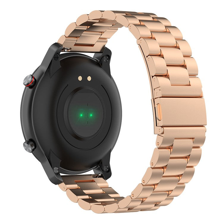 Three Beads Stainless Steel Watch Strap Replacement Band 22mm for Huawei Watch 3/Watch 3 Pro - Rose Gold