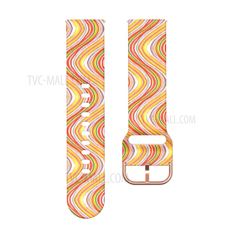 Universal 22mm Patterned Silicone Watch Band Strap for Huawei Watch 3 / 3 Pro / Samsung Amazfit Watch Etc - Colored Wavy Lines