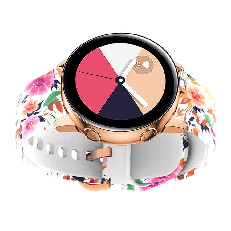 Universal 22mm Patterned Silicone Watch Band Strap for Huawei Watch 3 / 3 Pro / Samsung Amazfit Watch Etc - Peony