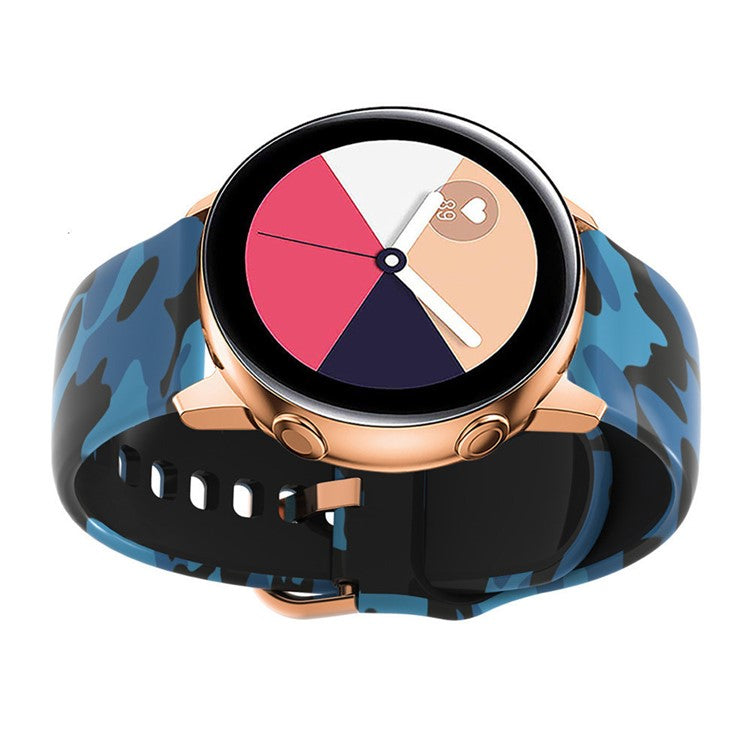 Universal 22mm Patterned Silicone Watch Band Strap for Huawei Watch 3 / 3 Pro / Samsung Amazfit Watch Etc - Blue Camouflage