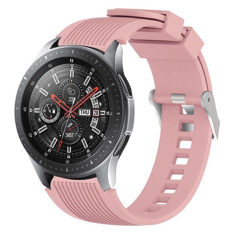 Universal 22mm Width Lines Soft Silicone Band Watchband Strap for Huawei Watch 3 / 3 Pro / Samsung Amazfit Watch Etc - Pink