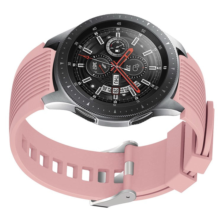 Universal 22mm Width Lines Soft Silicone Band Watchband Strap for Huawei Watch 3 / 3 Pro / Samsung Amazfit Watch Etc - Pink