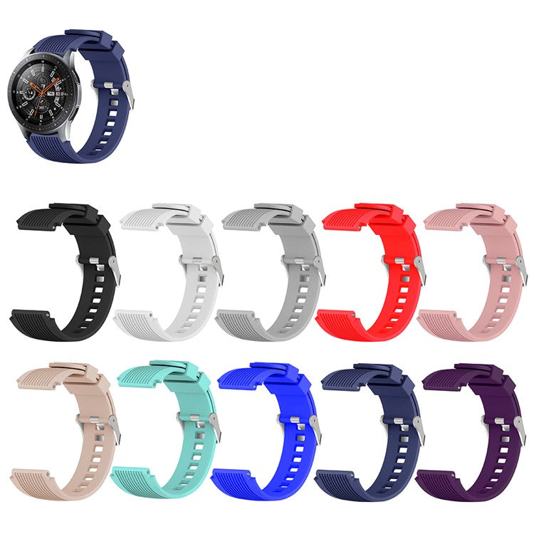 Universal 22mm Width Lines Soft Silicone Band Watchband Strap for Huawei Watch 3 / 3 Pro / Samsung Amazfit Watch Etc - Pink