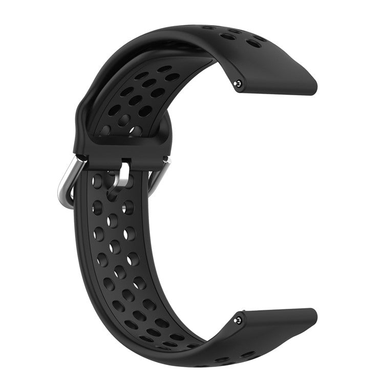 Universal 22mm Width Air Holes Silicone Watch Band Replacement for Huawei Watch 3 / 3 Pro / Samsung Amazfit Watch Etc - Black