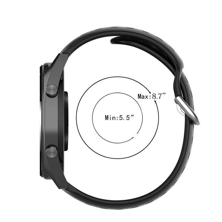 Universal 22mm Width Air Holes Silicone Watch Band Replacement for Huawei Watch 3 / 3 Pro / Samsung Amazfit Watch Etc - Black